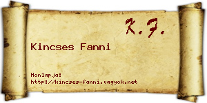 Kincses Fanni névjegykártya